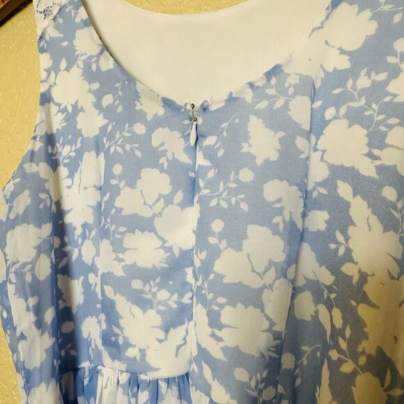 Disney Alice In Wonderland Dress Sz Small Colleen Atwood Blue White Floral Lace - Picture 6 of 6